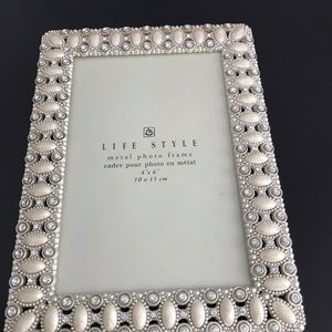 Frame Photo Picture White Metal 4 x 6 in, Beads & Stones, new